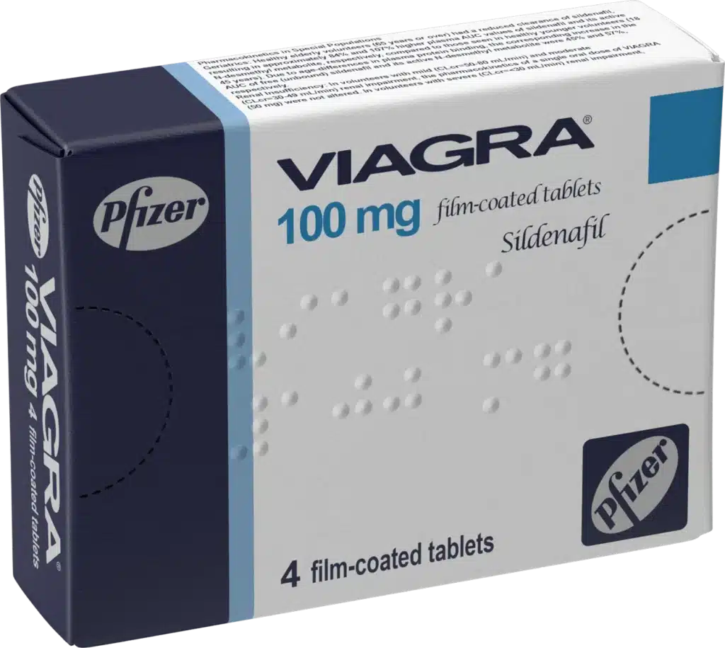 Viagra 100 mg eredeti csomagolás, sildenafil citrát tartalmú receptköteles gyógyszer férfiak merevedési problémáinak kezelésére 