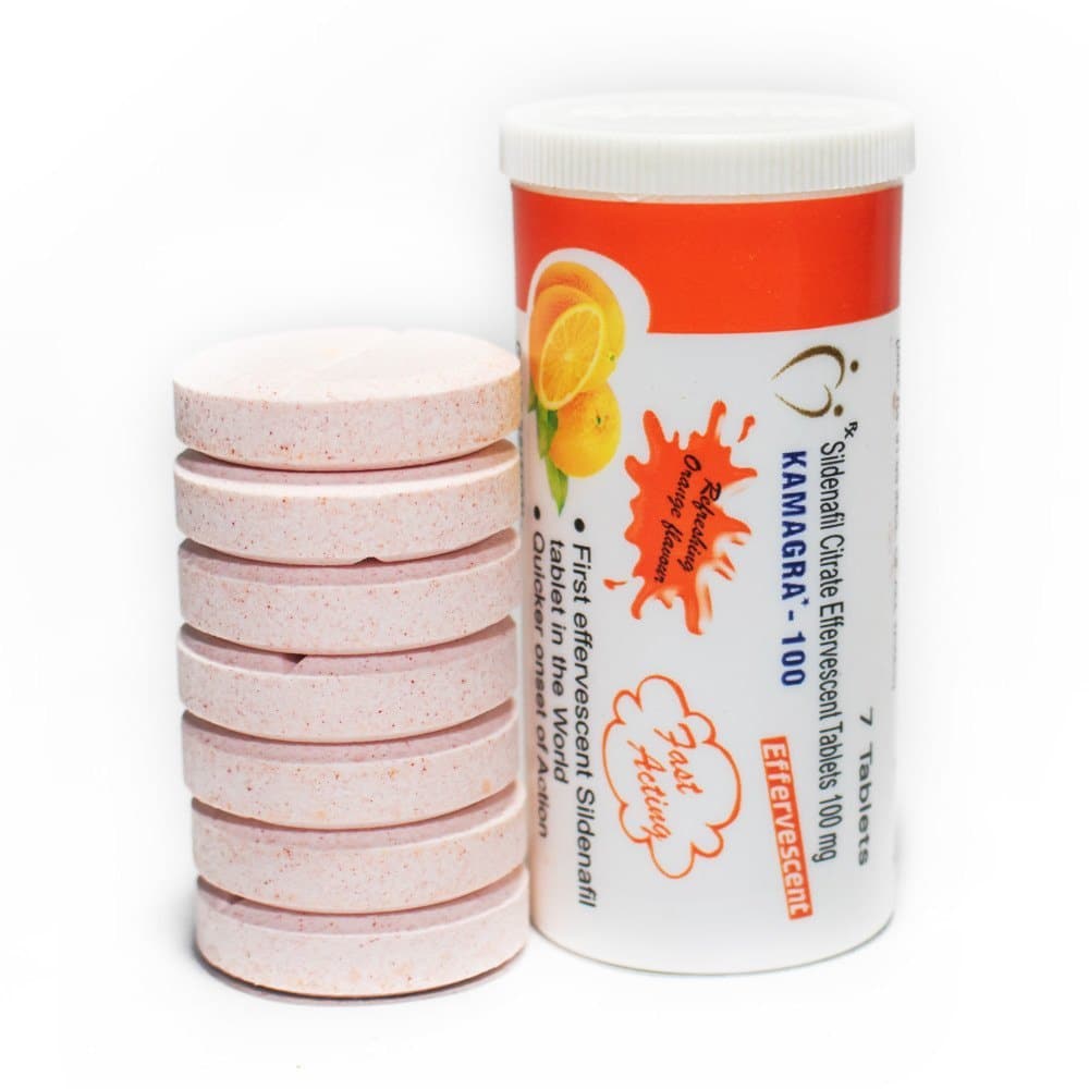 Kamagra Pezsgőtabletta narancs ízesítésben, 100 mg szildenafil hatóanyaggal